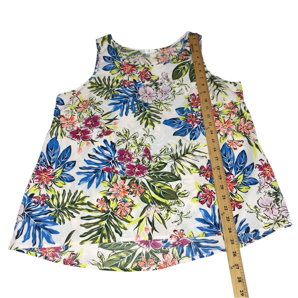 Time and Tru Sleeveless Floral V-Neck Lightweight Top - Women’s Large 12/14 - Picture 5 of 11